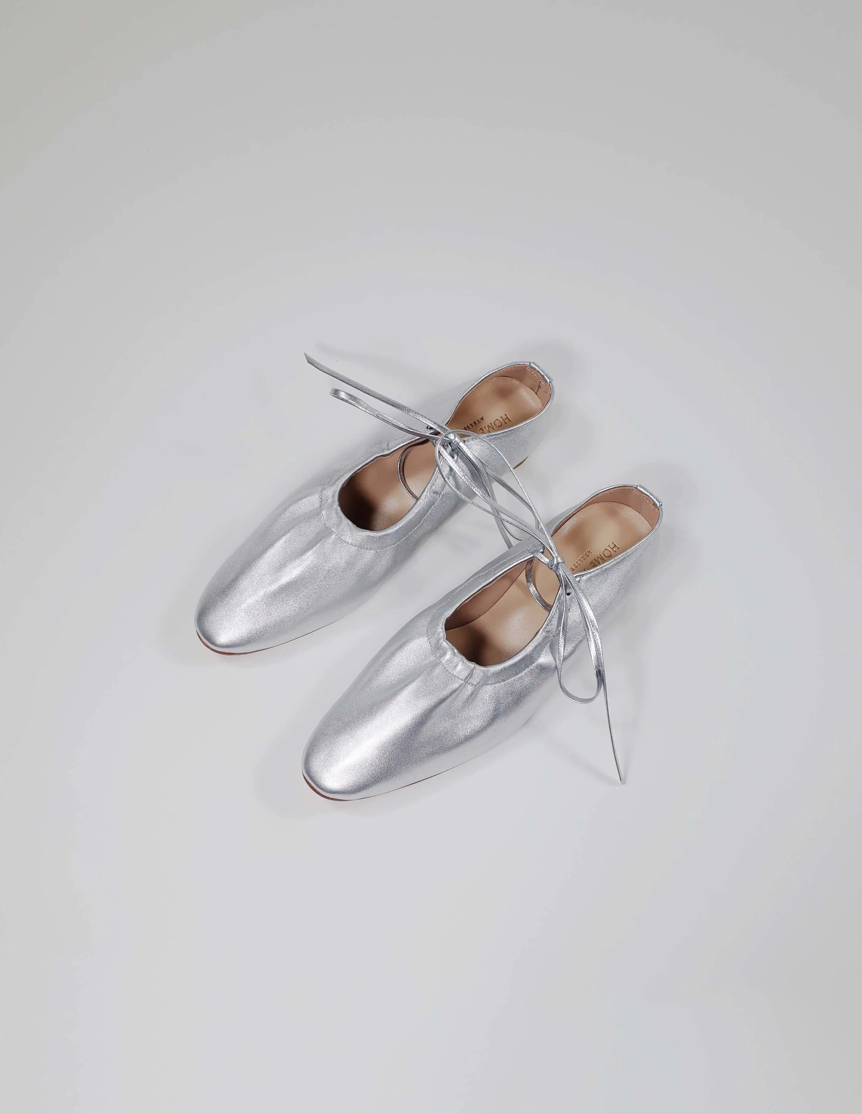 Silver Pleated Ballet Flats