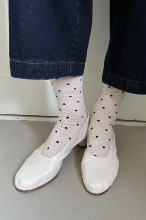 Sneaker Socks - Polka Dot- Oatmeal / Black