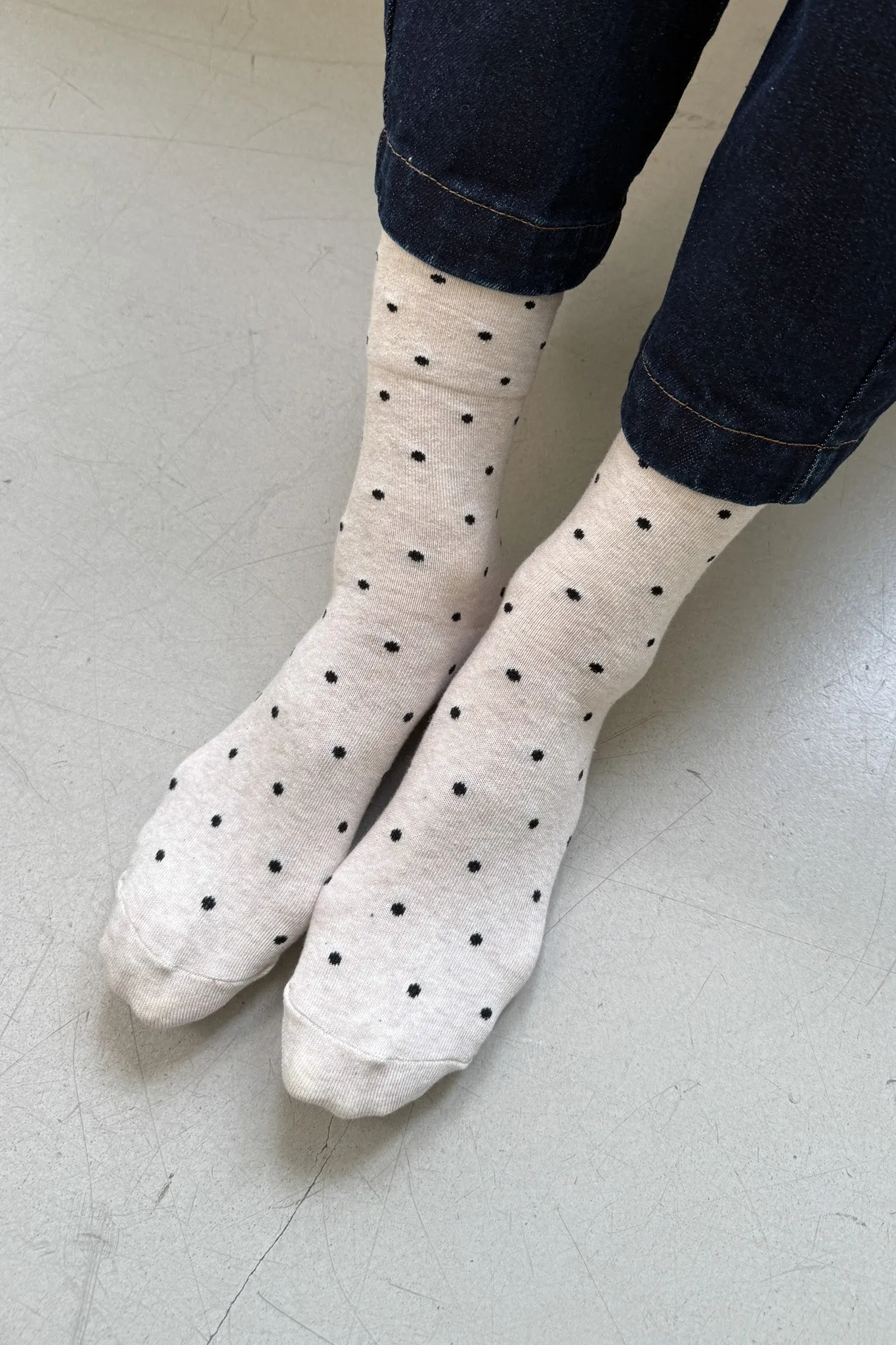 Sneaker Socks - Polka Dot- Oatmeal / Black