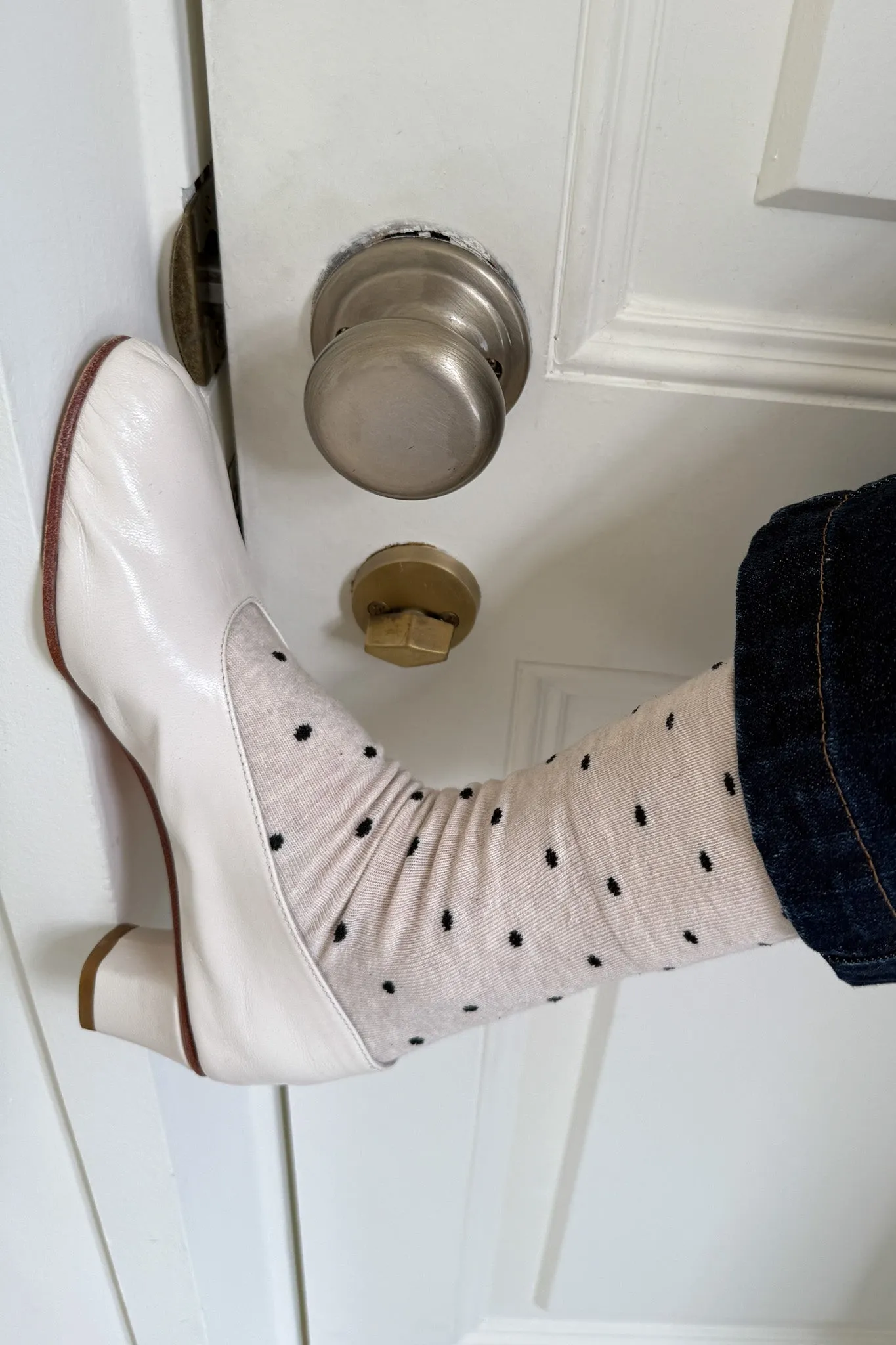 Sneaker Socks - Polka Dot- Oatmeal / Black