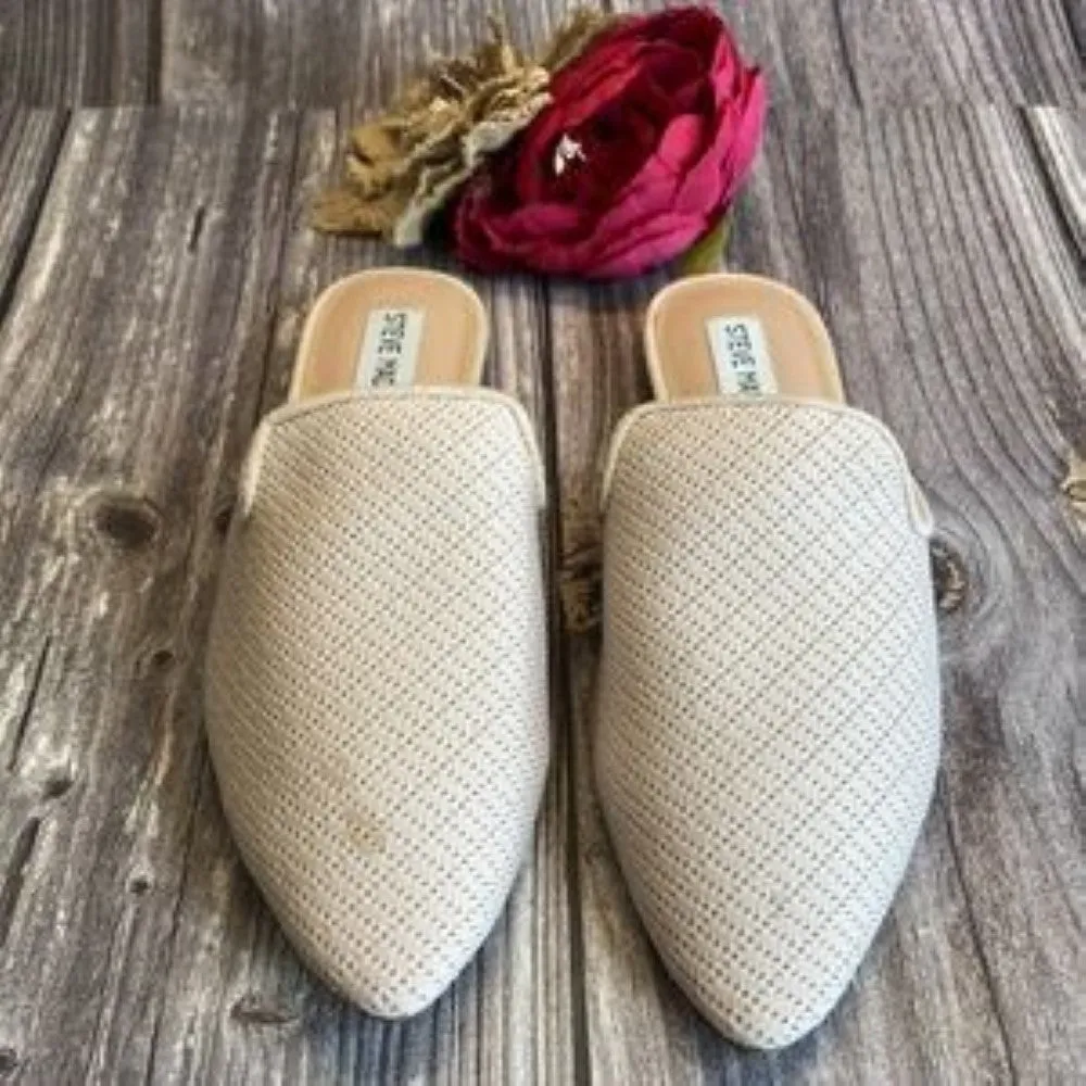 STEVE MADDEN Mattis Raffia Knit Mules Flats 7.5M