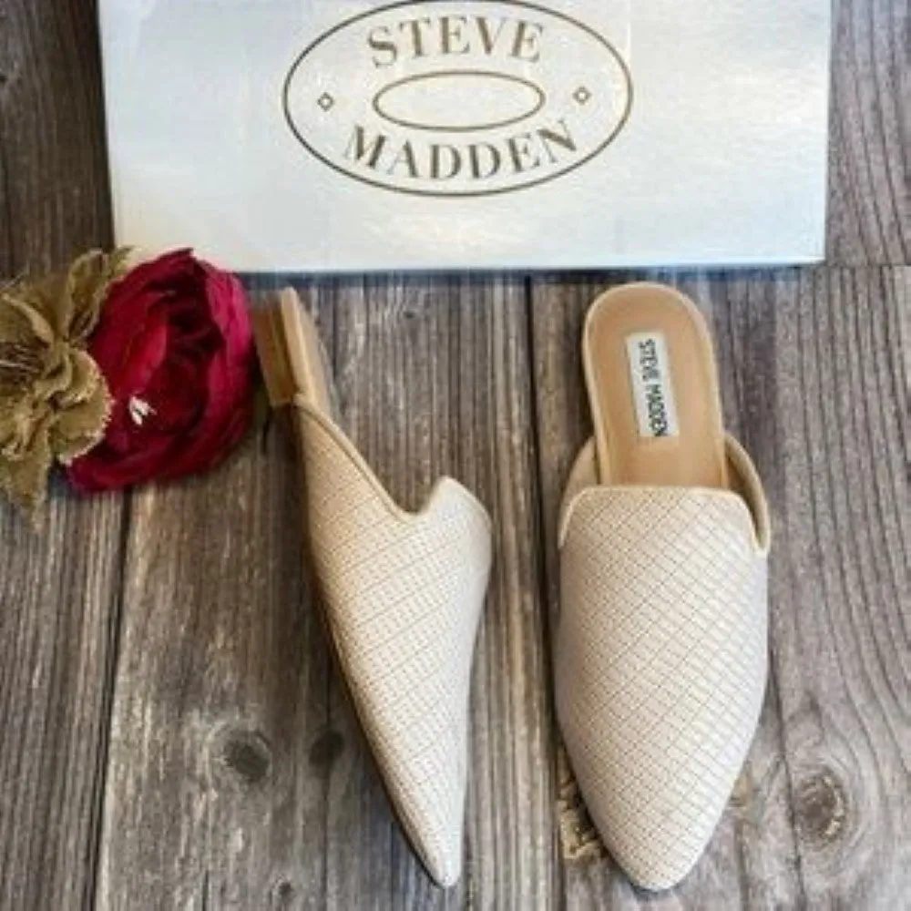 STEVE MADDEN Mattis Raffia Knit Mules Flats 7.5M
