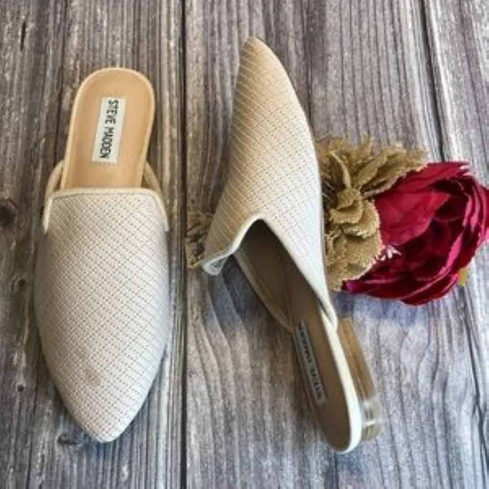 STEVE MADDEN Mattis Raffia Knit Mules Flats 7.5M