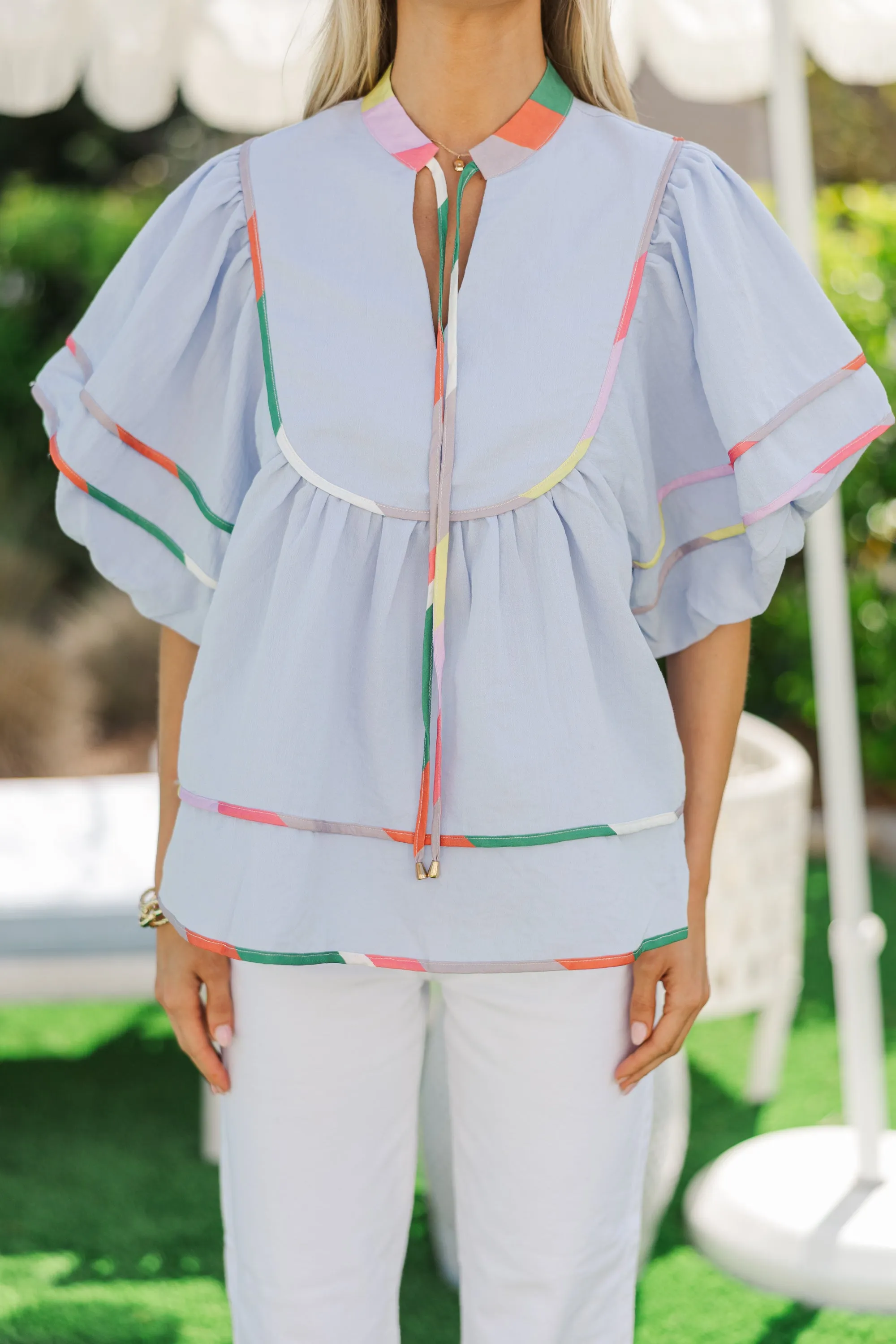 The Driven Blue Babydoll Blouse