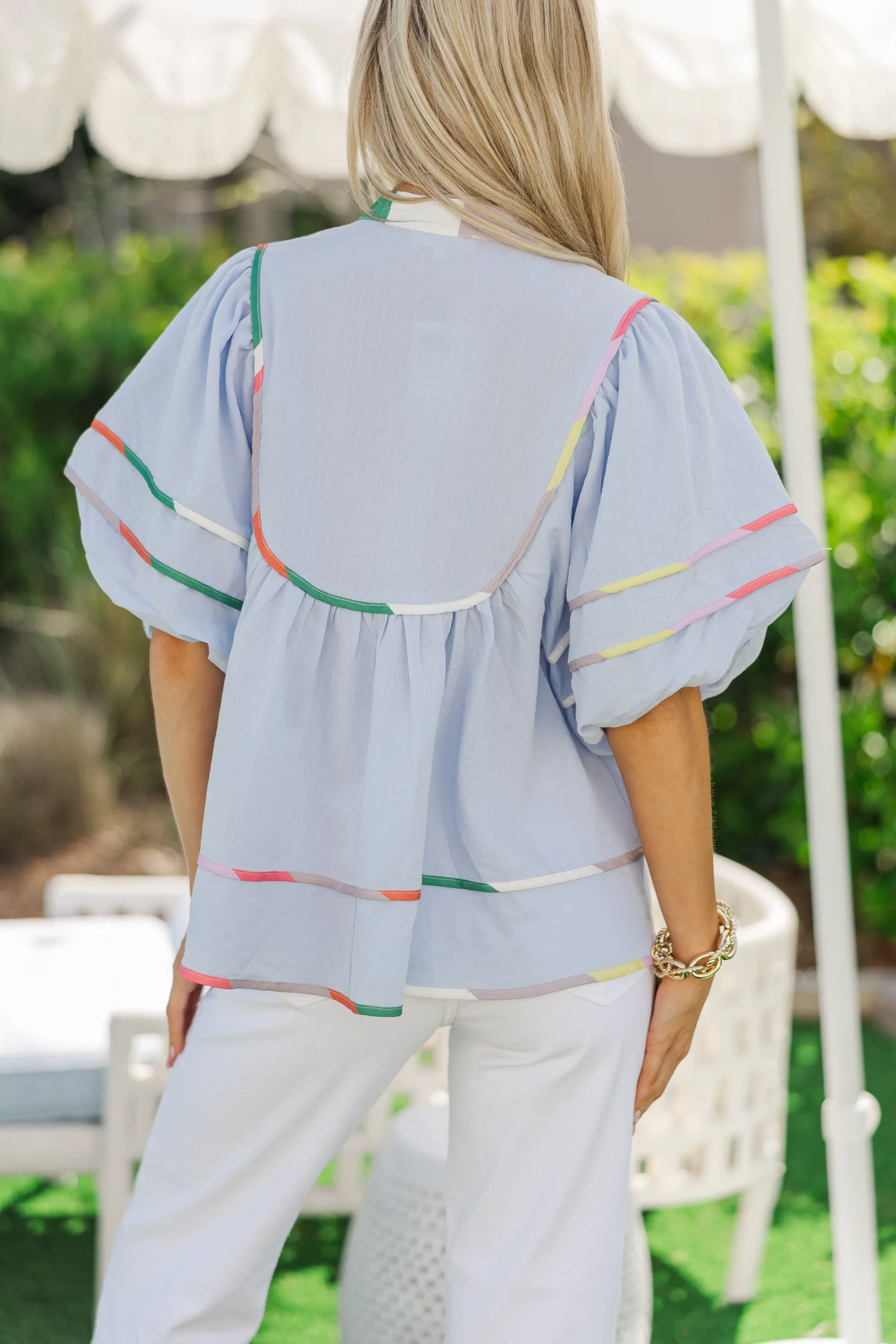 The Driven Blue Babydoll Blouse