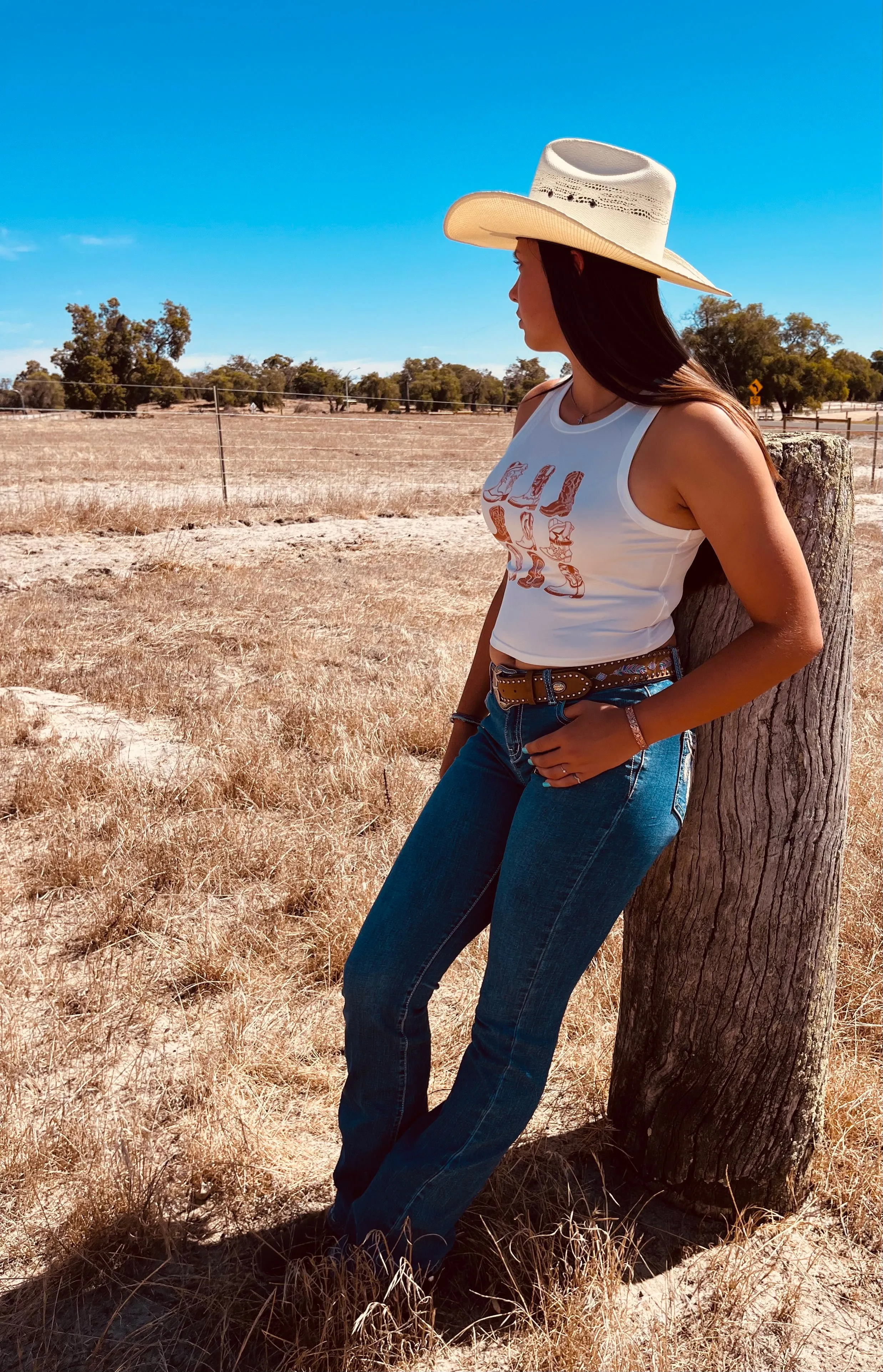 “These Boots” Crop Singlet
