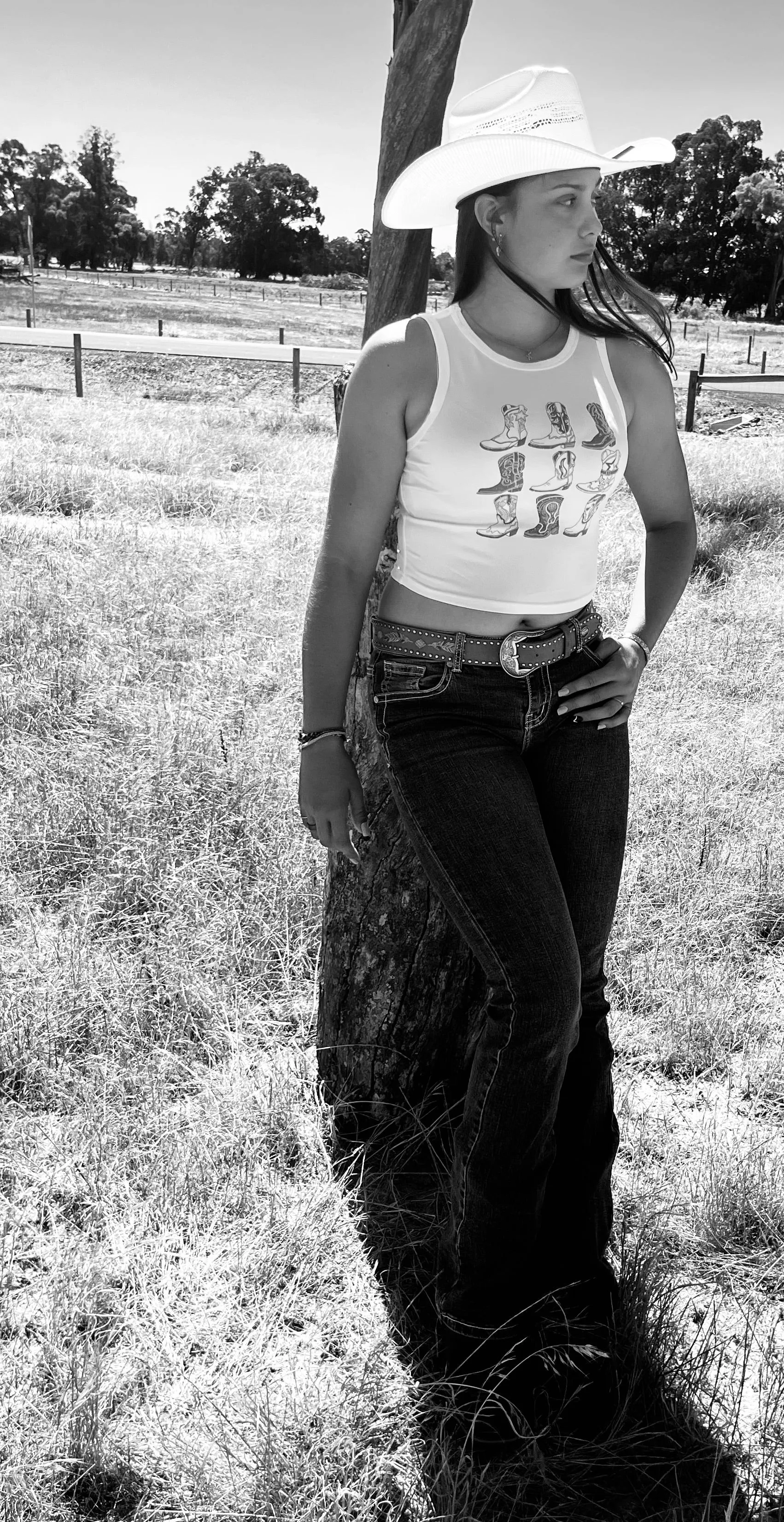 “These Boots” Crop Singlet