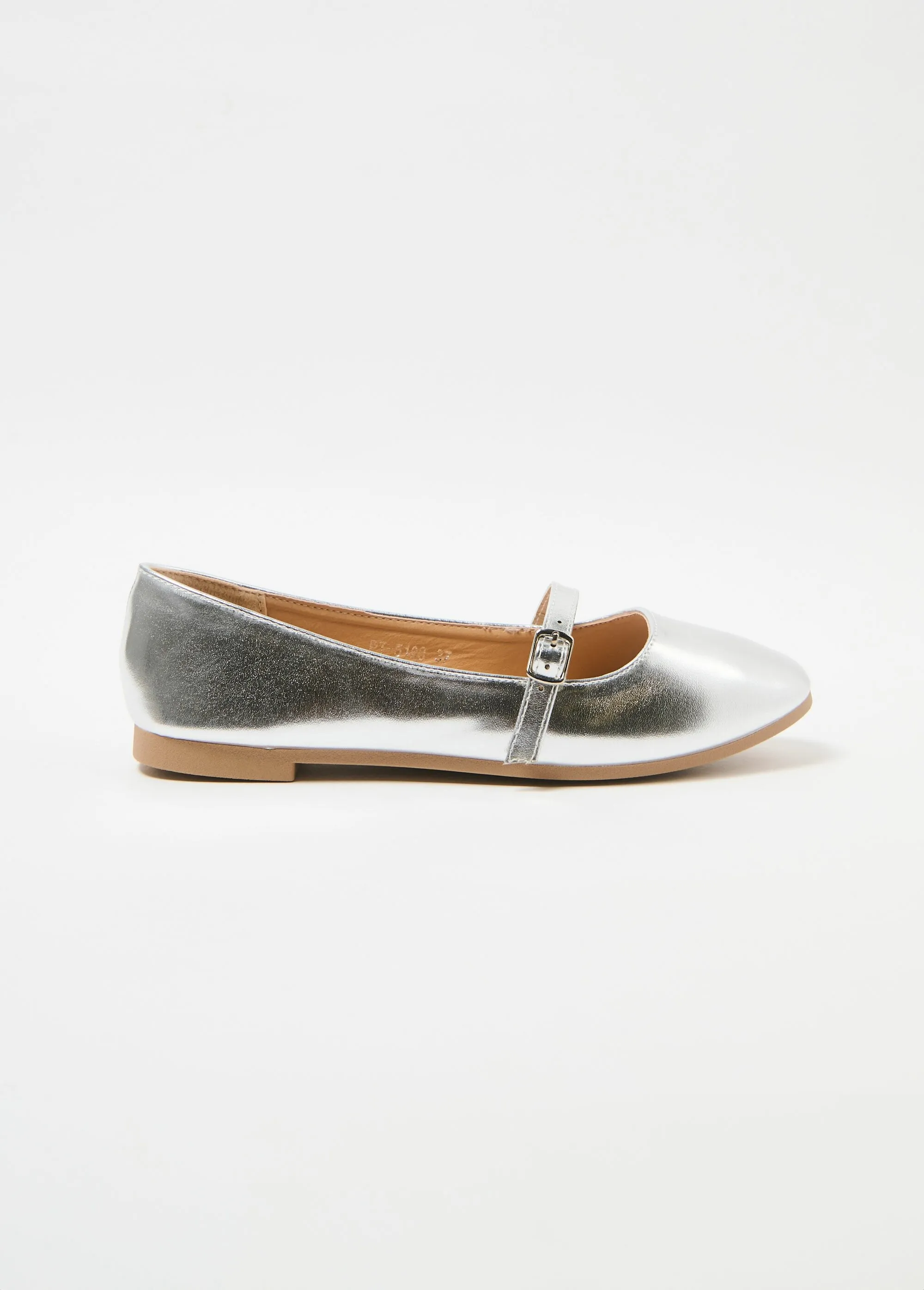 Tone-on-tone strappy ballerinas with small heel
