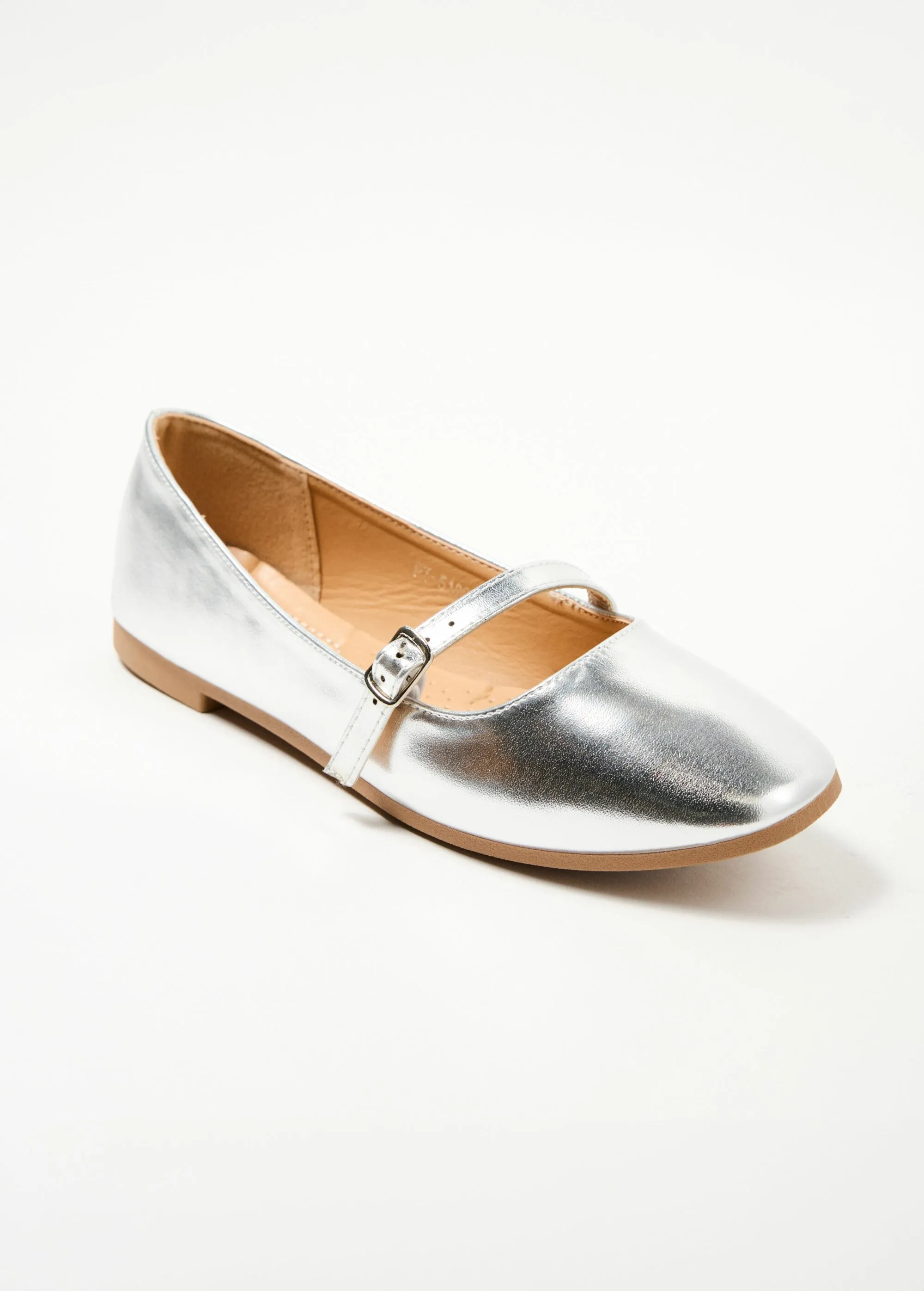 Tone-on-tone strappy ballerinas with small heel