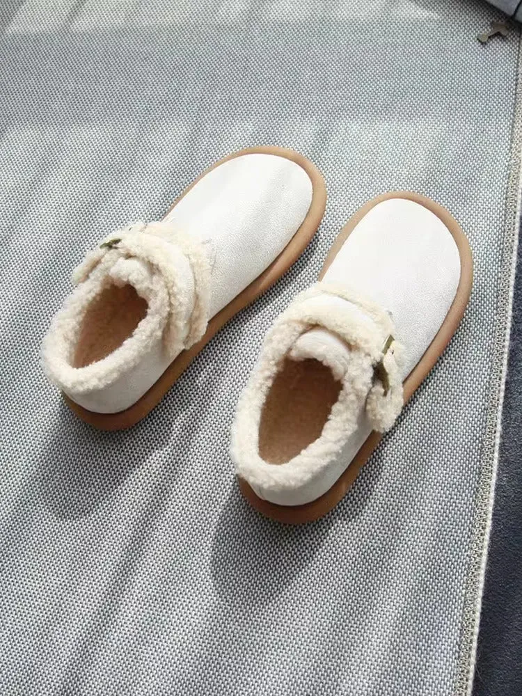 Velcro Warm Wool Flats Casual Suede Shoes for Women