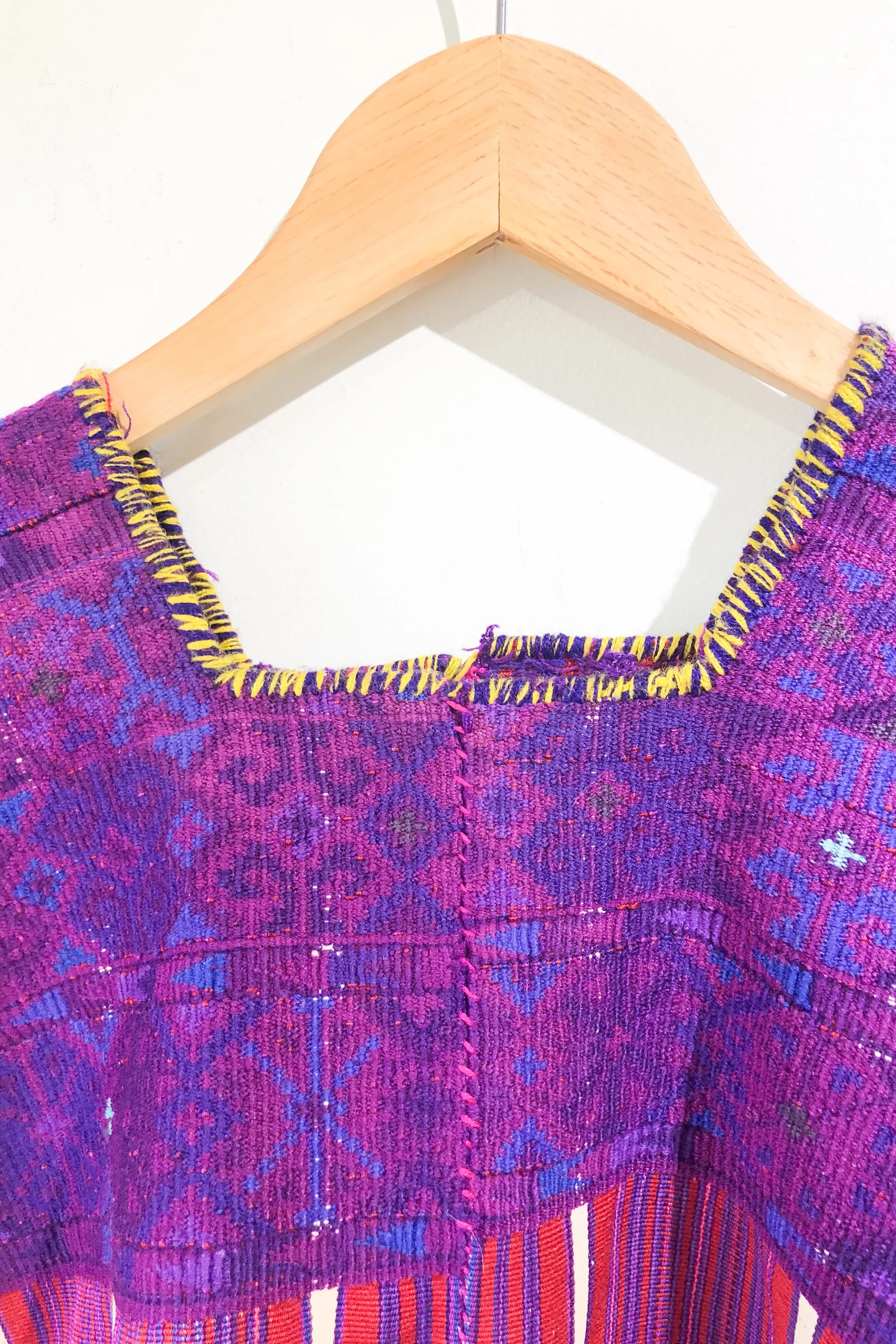 Vintage Red and Purple Huipil Striped Top
