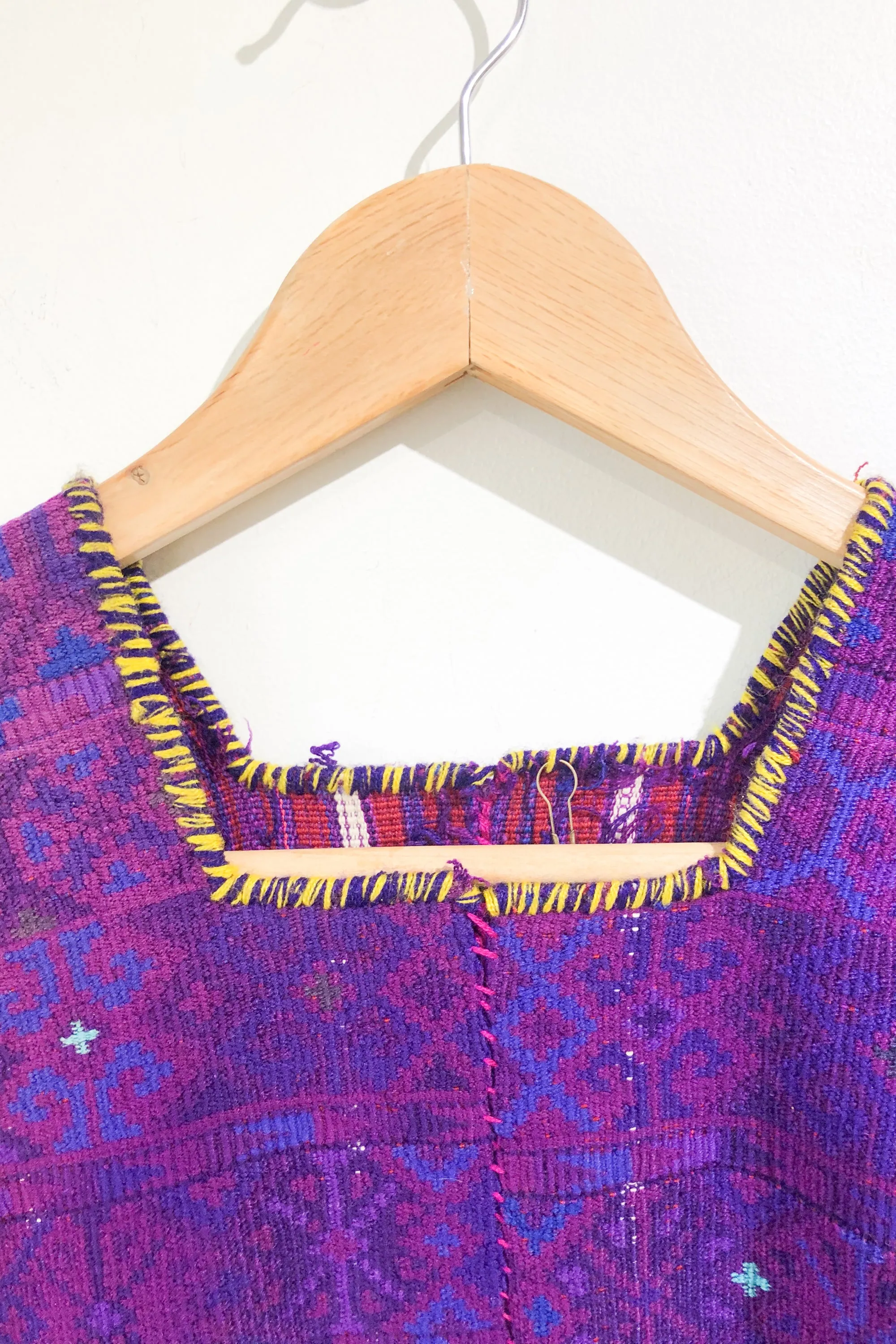 Vintage Red and Purple Huipil Striped Top