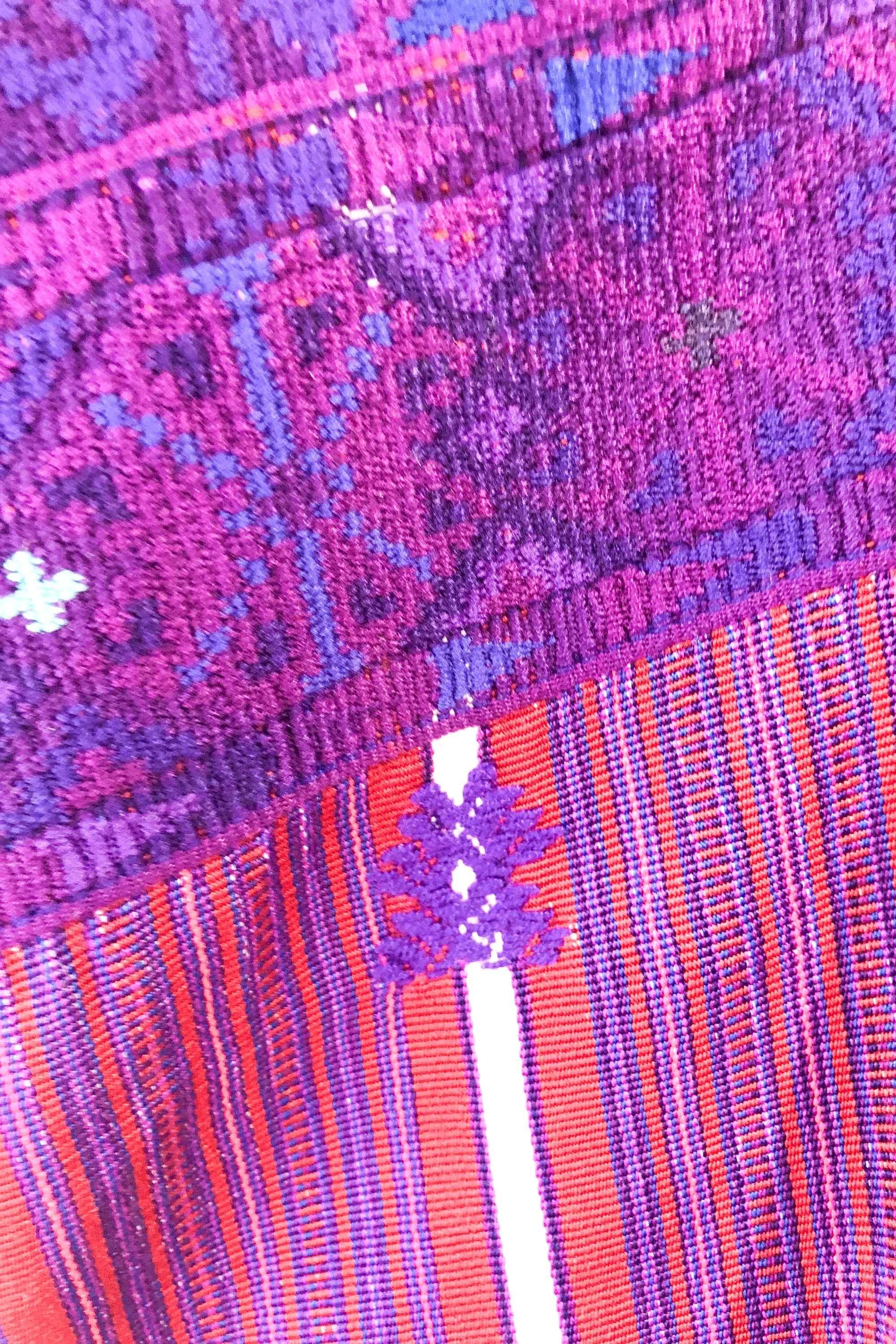 Vintage Red and Purple Huipil Striped Top