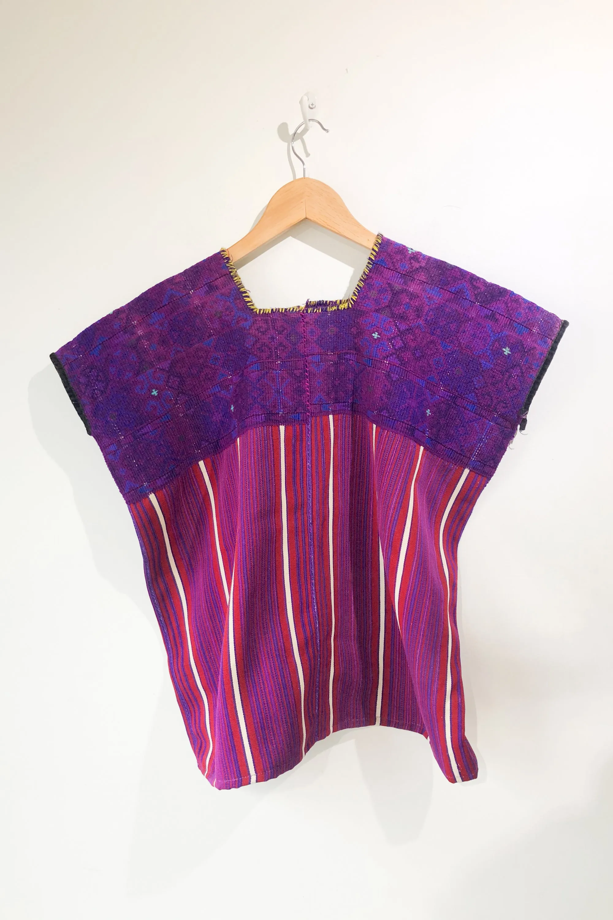 Vintage Red and Purple Huipil Striped Top