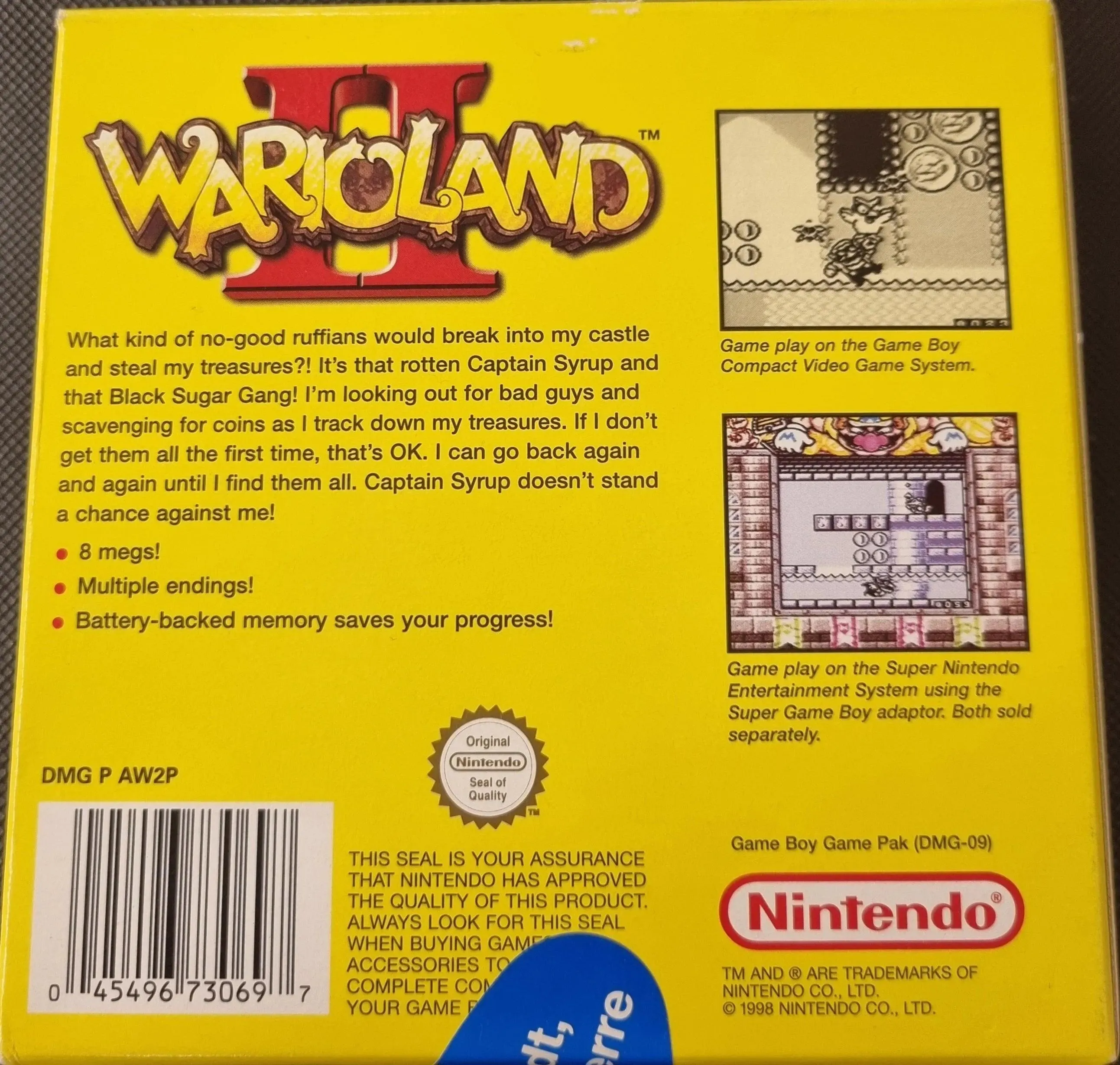 Wario Land 2 i æske (Mindre kosmetiske fejl)