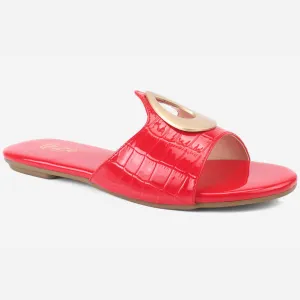 Womens "OPIA" Metallic Buckled Summer Slippers