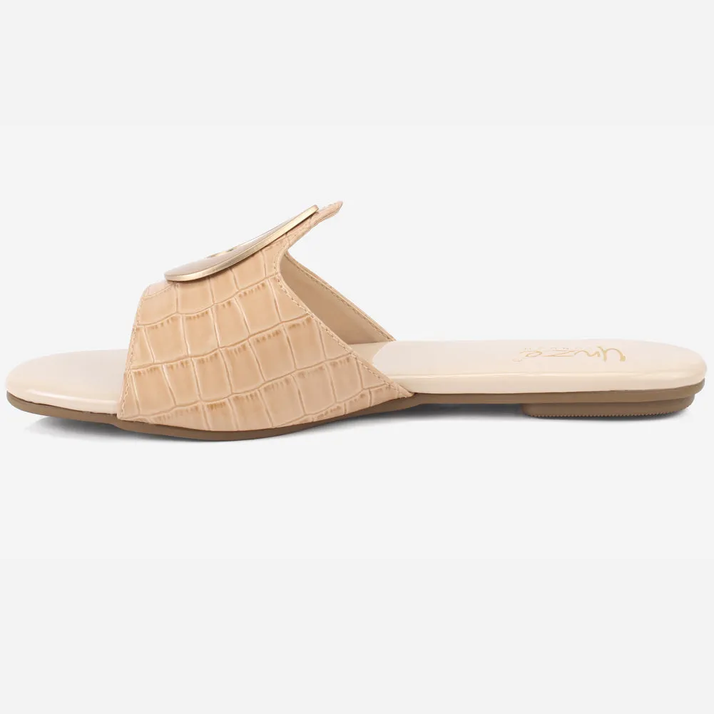 Womens "OPIA" Metallic Buckled Summer Slippers