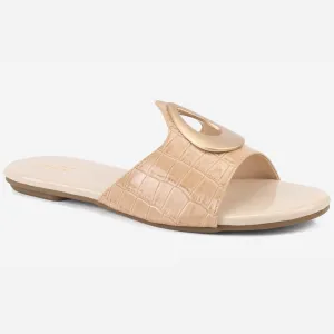 Womens "OPIA" Metallic Buckled Summer Slippers