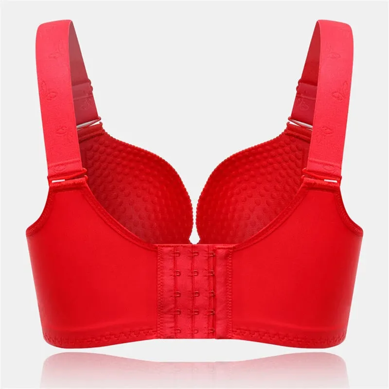 Women's Wireless Soft Comfy Plus Size Floral Bras - Red