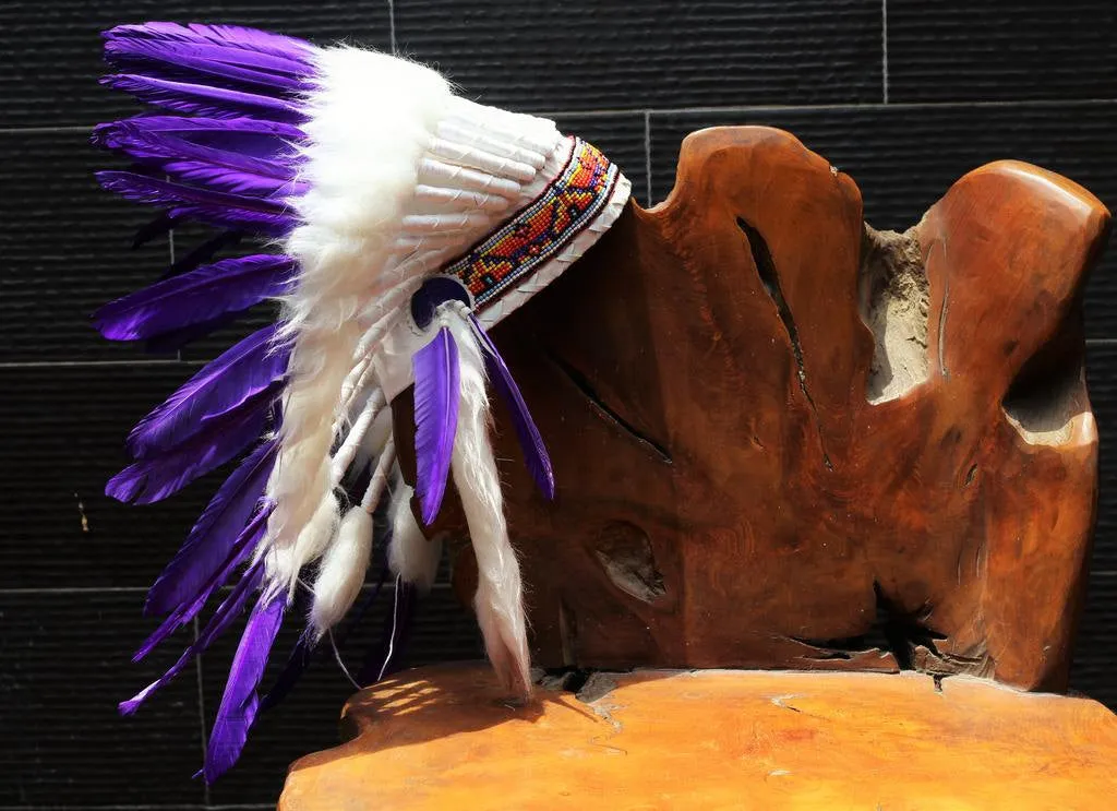 X49 FLUOR COLLECTION: Purple  Warbonnet .Native American Style Feather Headdress