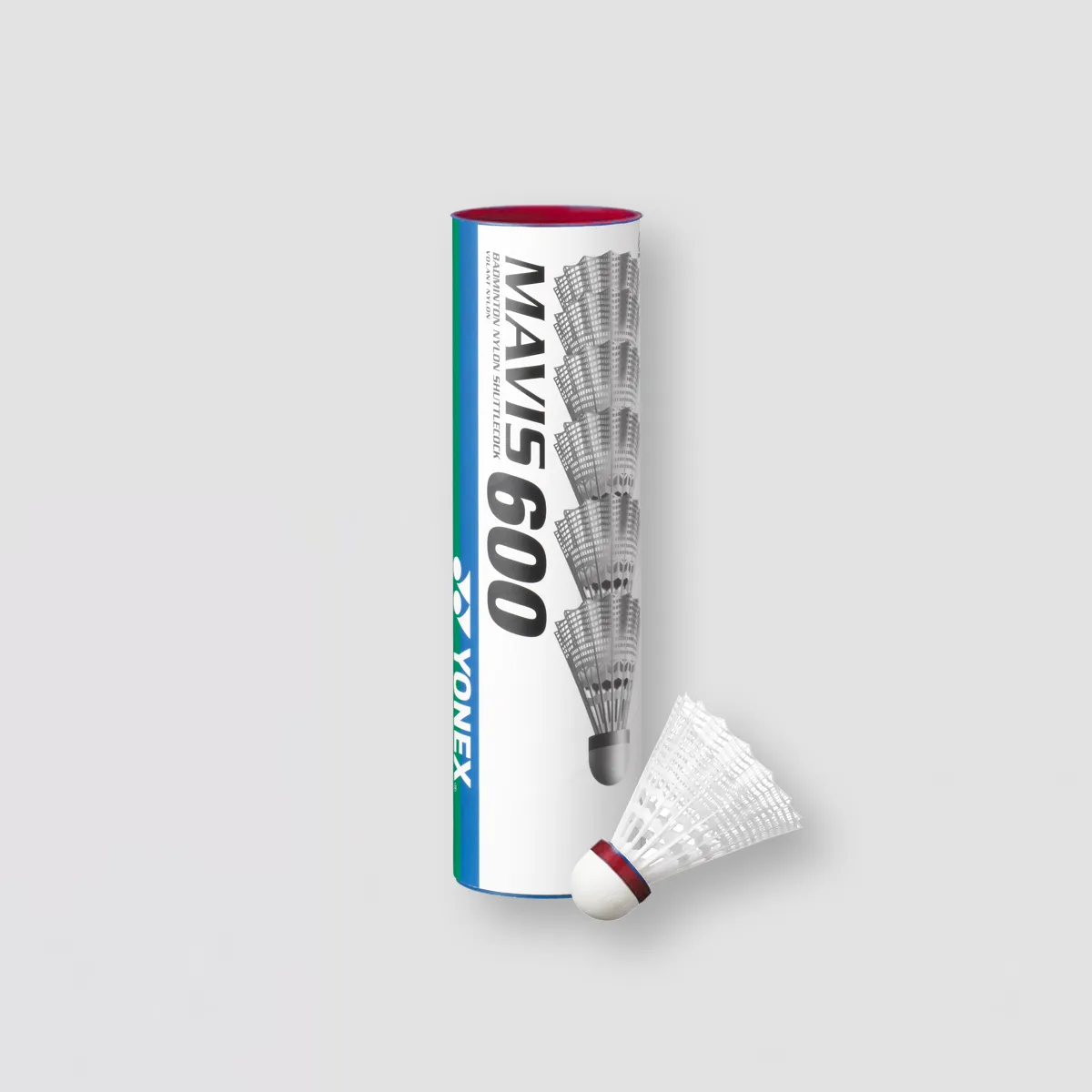 YONEX Mavis 600 Nylon Shuttlecocks Fast/Red 6pcs (White)
